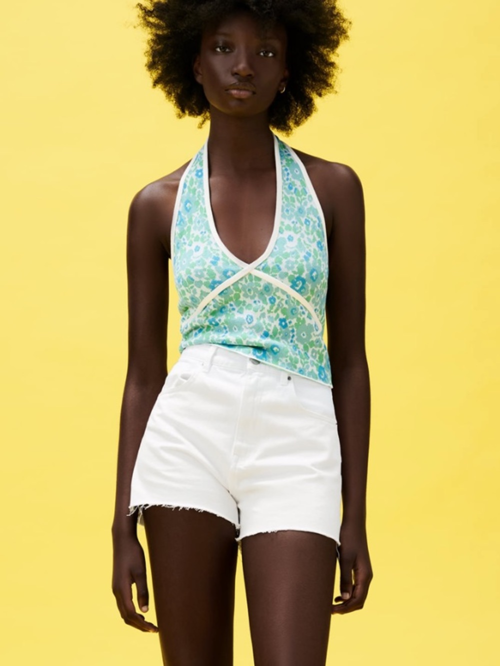 NWT Zara Floral Knit Halter Tank Top